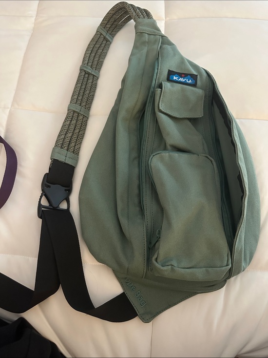 Kavu Handbags - KAVU Rope Bag Sage Green Cotton Canvas Sling Crossbody Backpack
